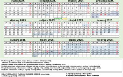 STARI – Školski kalendar s praznicima za 2024./2025. školsku godinu