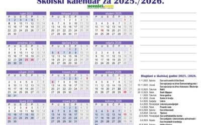 Školski kalendar s praznicima za 2025. i 2026. školsku godinu