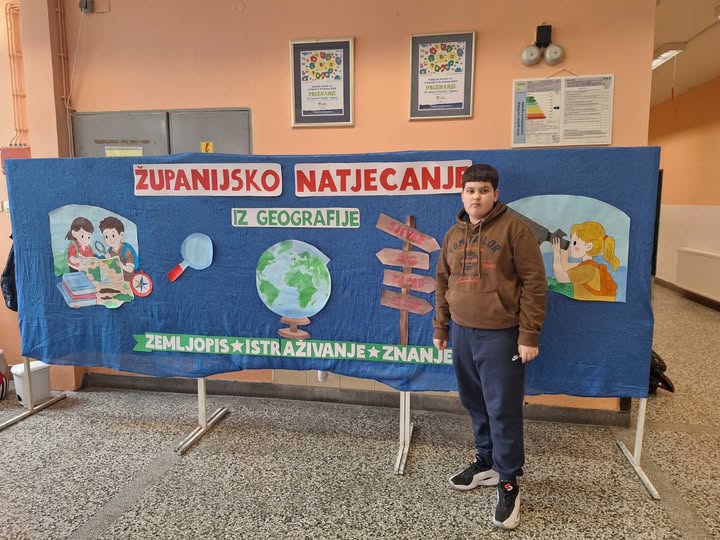 Učenik Luka Perić drugi na Županijskom natjecanju iz Geografije!