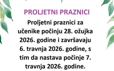 Obavijest o proljetnim praznicima