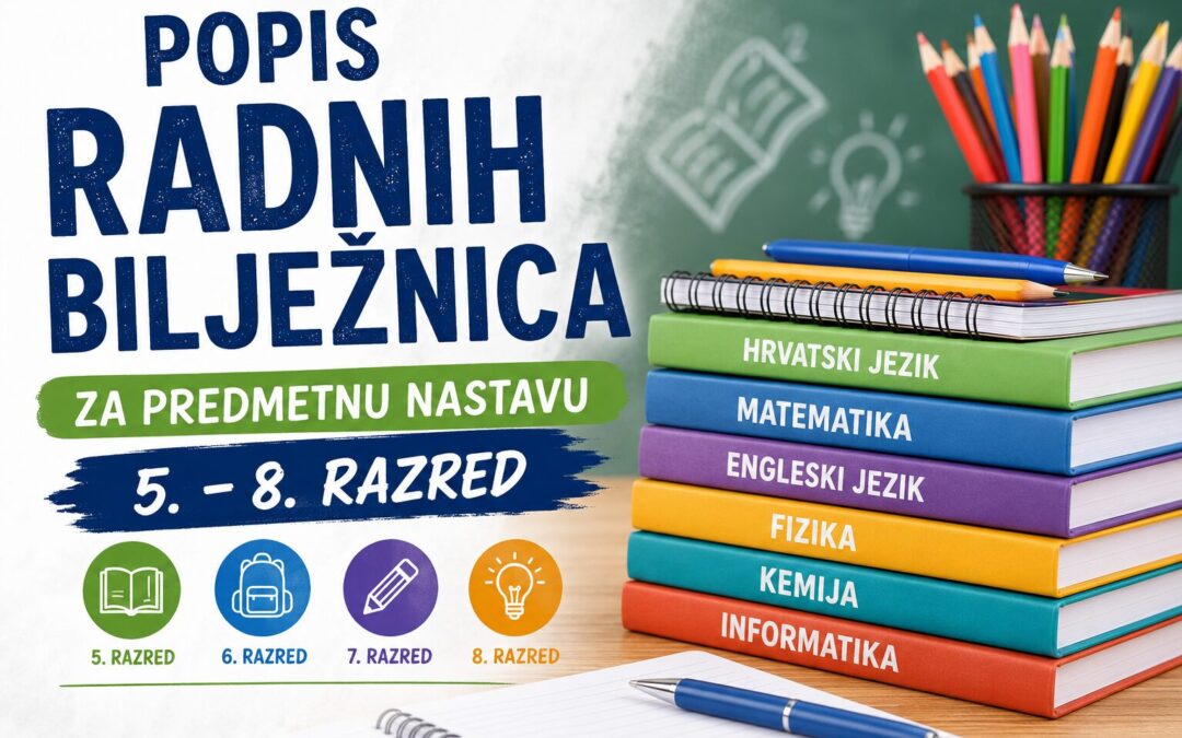 Popis radnih bilježnica za predmetnu nastavu – školska godina 2026./2027. (5. – 8. razred)